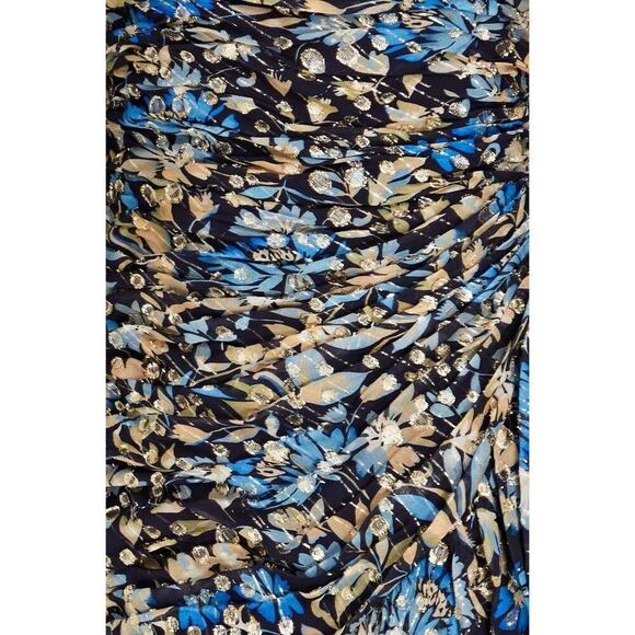 ML Monique Lhuillier Women's Ruched Floral Metallic Mini Sheath Dress Size 2 - Picture 3 of 10